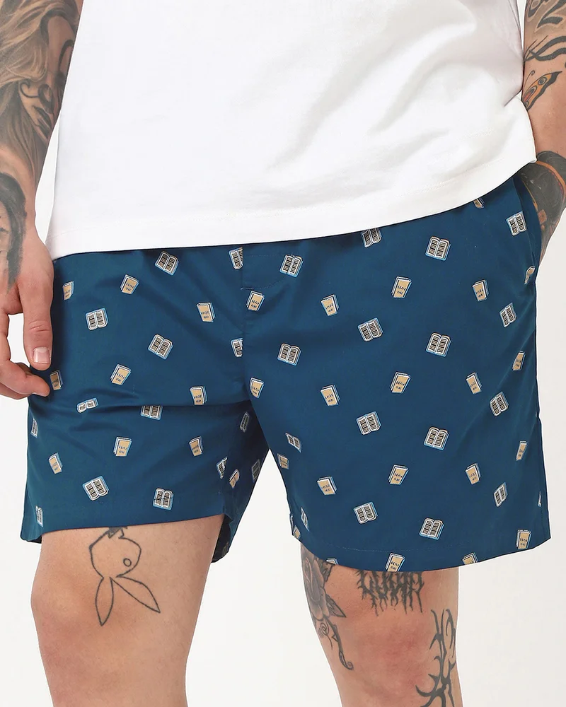 بيواكوف Men's Navy Blue All Over Printed Boxers